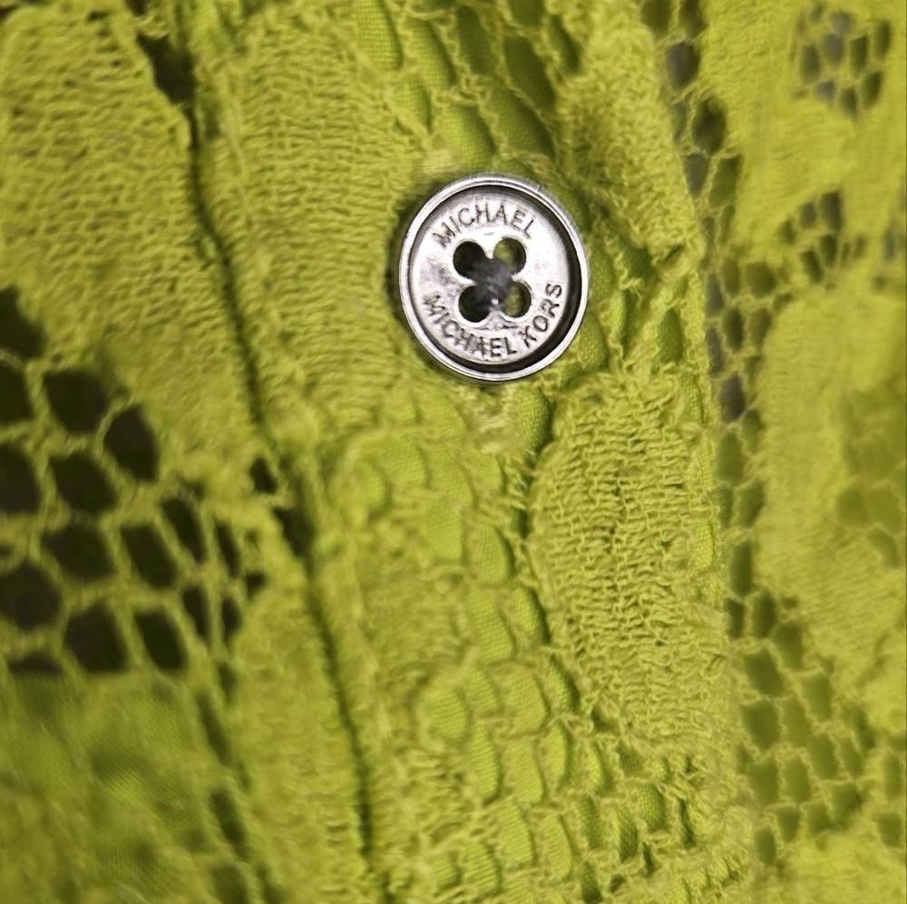 MICHAEL Michael Kors Women's Lace Shirt Dress (XS, Bright Limeade) - Picture 6 of 15
